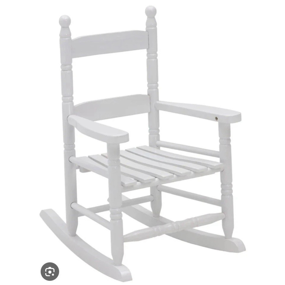 NEW Holidaybasix KN-14W WOODEN Classic Child's Porch Rocker WHITECHAIR